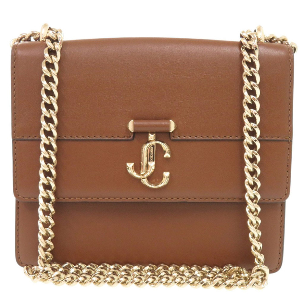 Jimmy Choo Varenne Leather Brown Chain Shoulder Bag (0016)